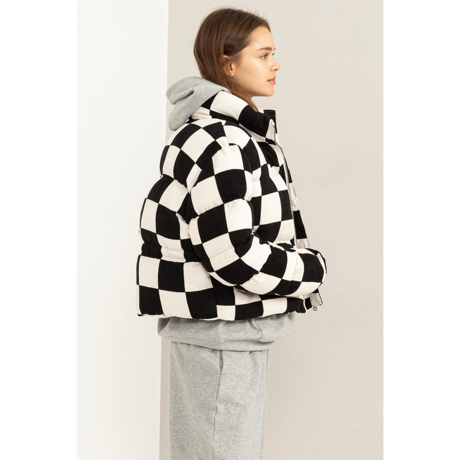 Checkers Corduroy Puffer Jacket-Outerwear-Vixen Collection, Day Spa and Women's Boutique Located in Seattle, Washington