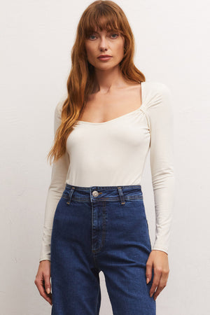 Mara Knotted Top-Long Sleeves-Vixen Collection, Day Spa and Women's Boutique Located in Seattle, Washington