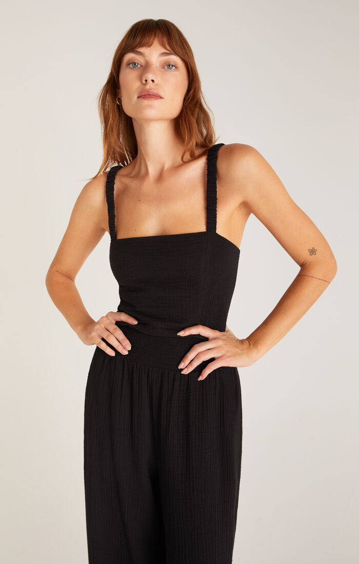 Cambria Gauze Top, Black-Tank Tops-Vixen Collection, Day Spa and Women's Boutique Located in Seattle, Washington