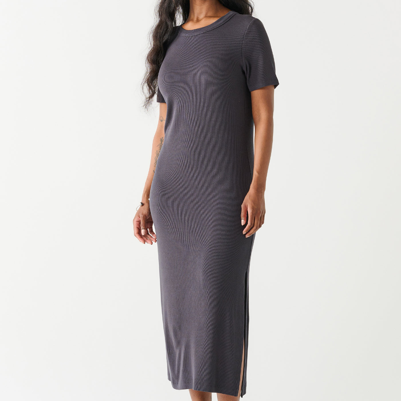 Knit Bliss Ribbed T-Shirt Midi Dress-Dresses-Vixen Collection, Day Spa and Women's Boutique Located in Seattle, Washington