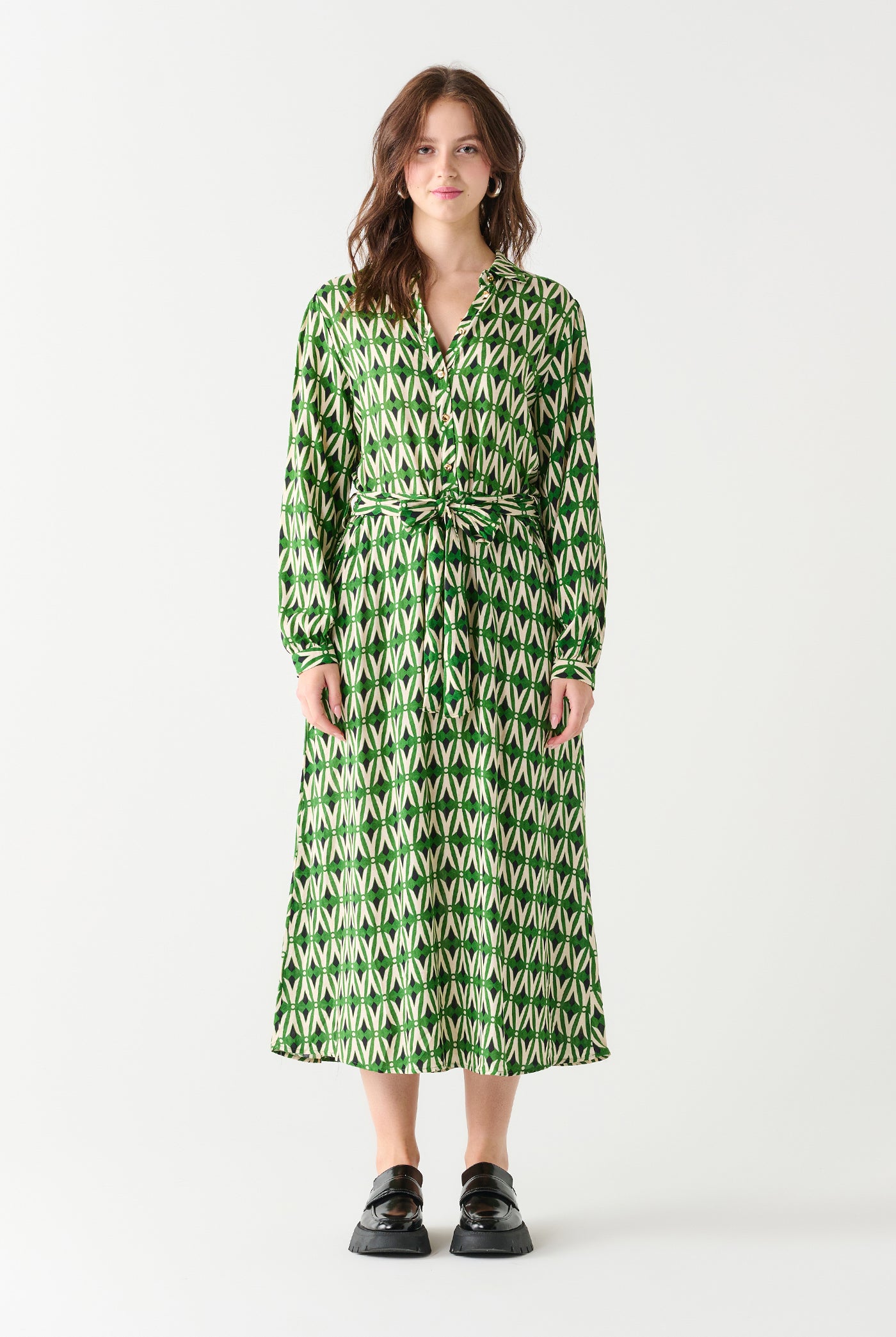Bellamy Printed Midi Shirt Dress-Dresses-Vixen Collection, Day Spa and Women's Boutique Located in Seattle, Washington