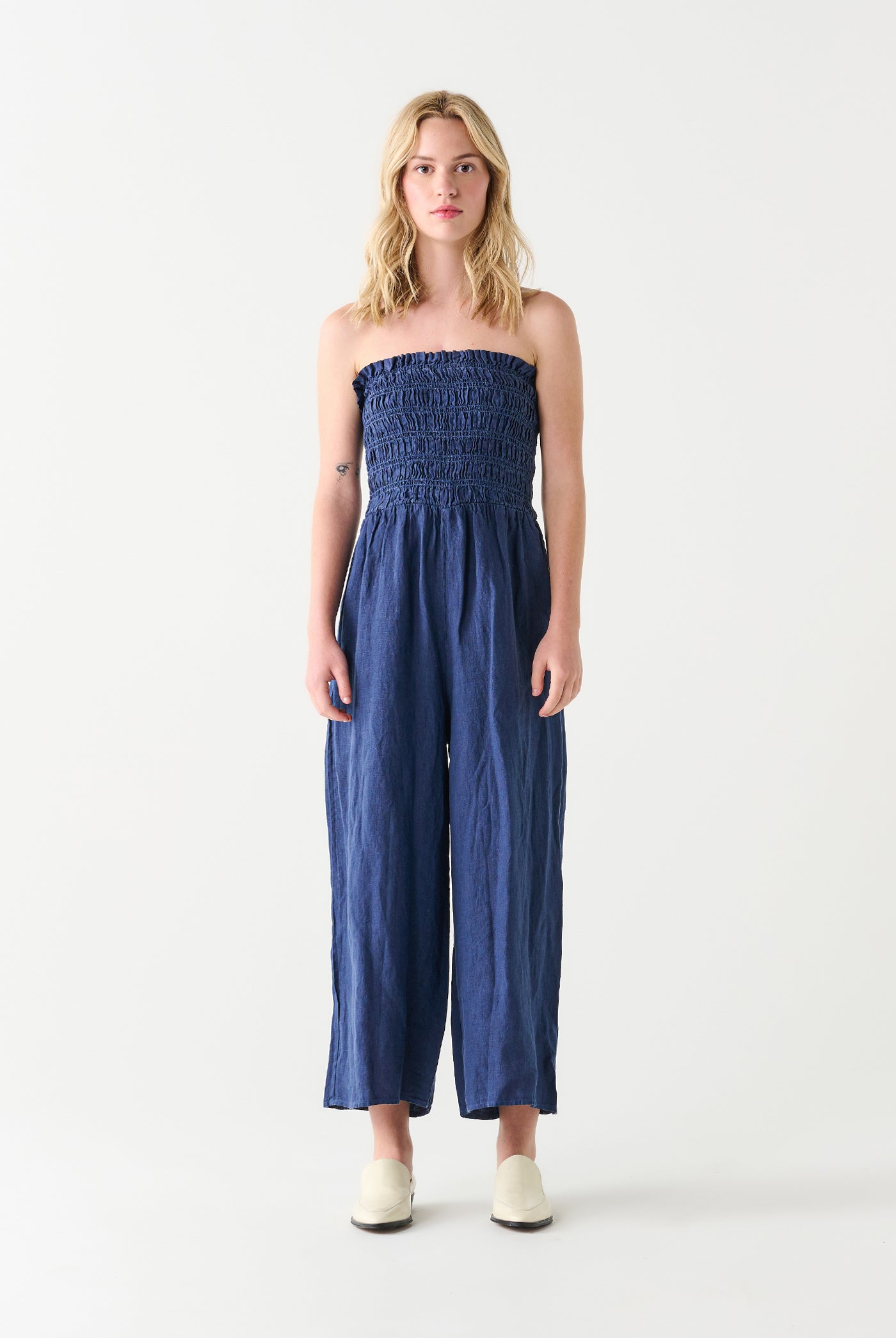 Deep Dive Smocked Strapless Jumpsuit-Jumpsuits-Vixen Collection, Day Spa and Women's Boutique Located in Seattle, Washington
