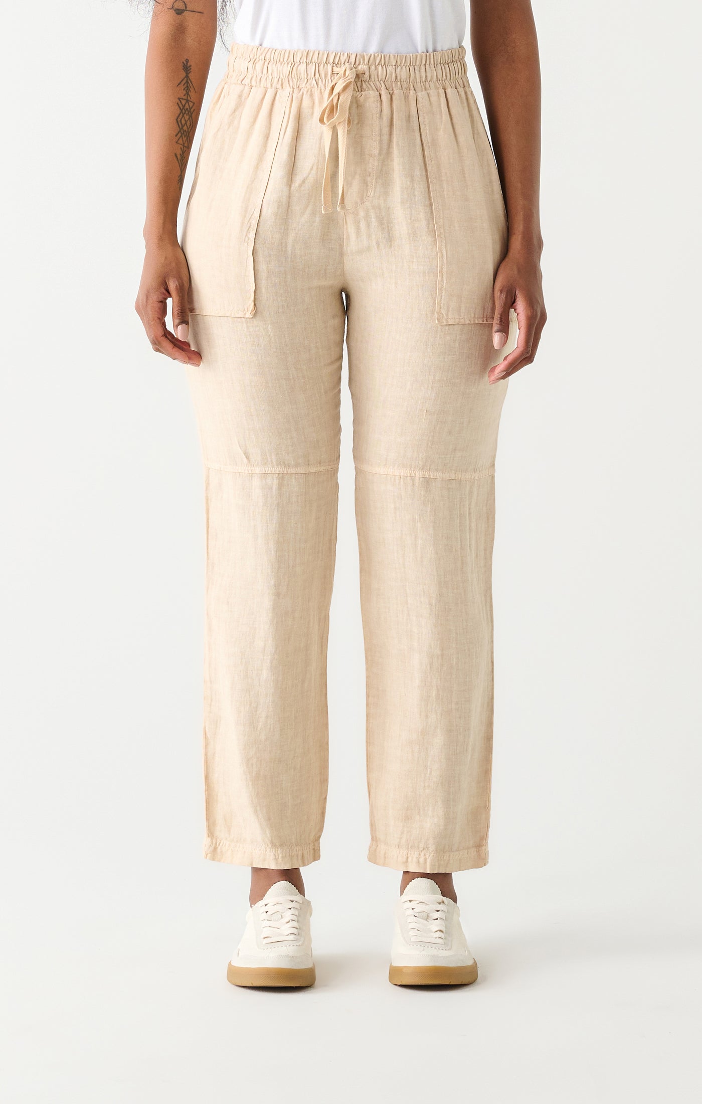 Sandy Oat Tie Waist Linen Trousers-Pants-Vixen Collection, Day Spa and Women's Boutique Located in Seattle, Washington