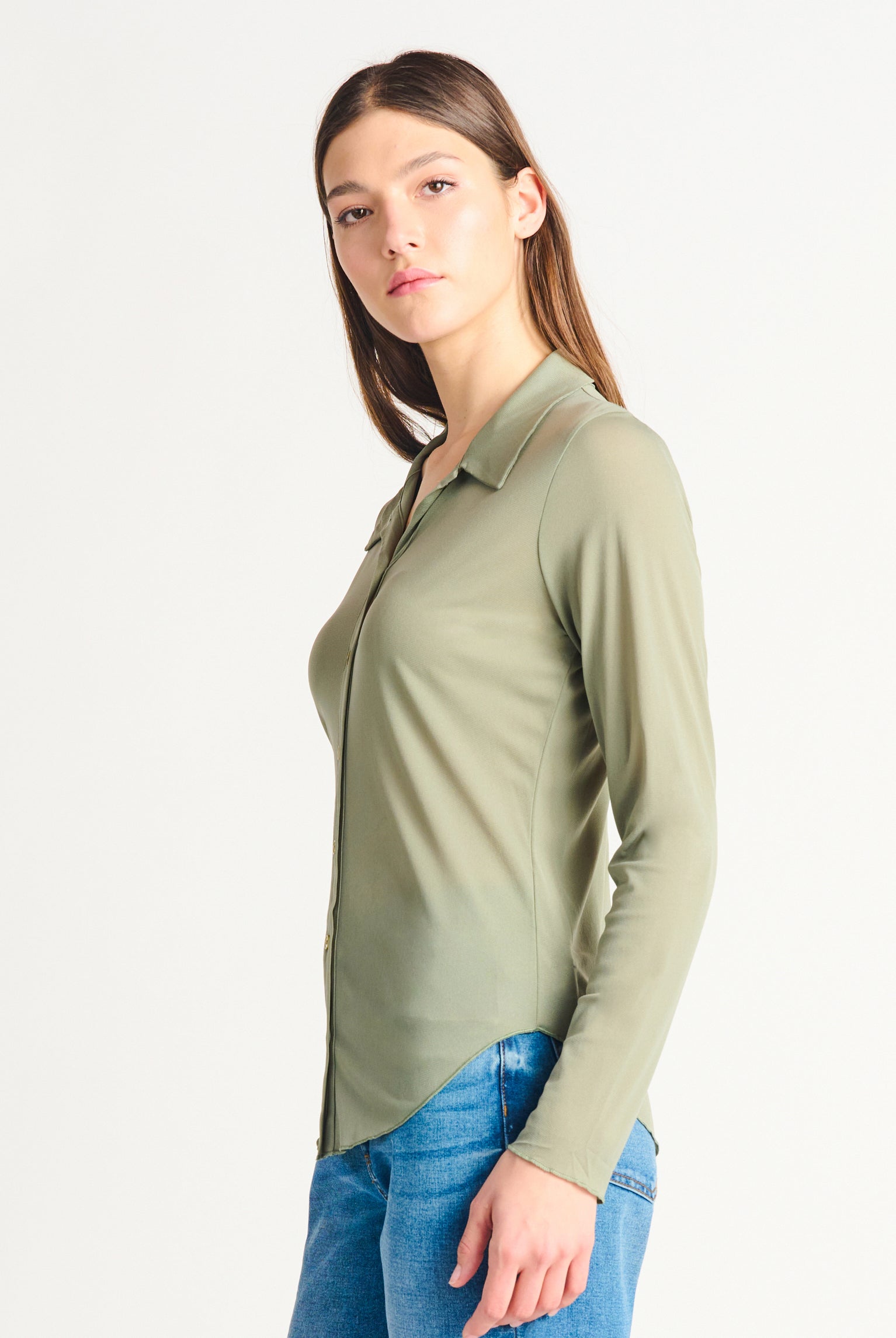 Winter Sage Button Front Top-Long Sleeves-Vixen Collection, Day Spa and Women's Boutique Located in Seattle, Washington