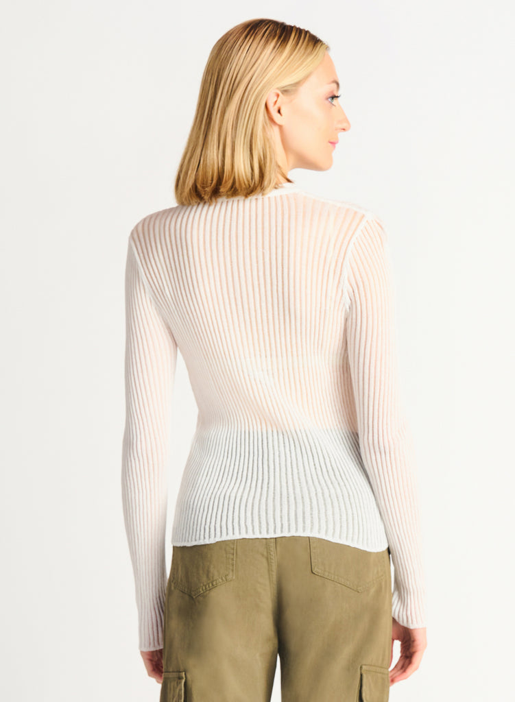 Under It All Mesh Sweater, White-Sweaters-Vixen Collection, Day Spa and Women's Boutique Located in Seattle, Washington