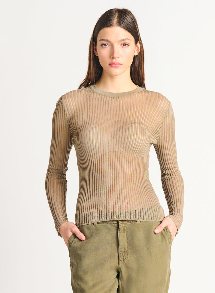 Under It All Mesh Sweater, Timber Wolf-Sweaters-Vixen Collection, Day Spa and Women's Boutique Located in Seattle, Washington