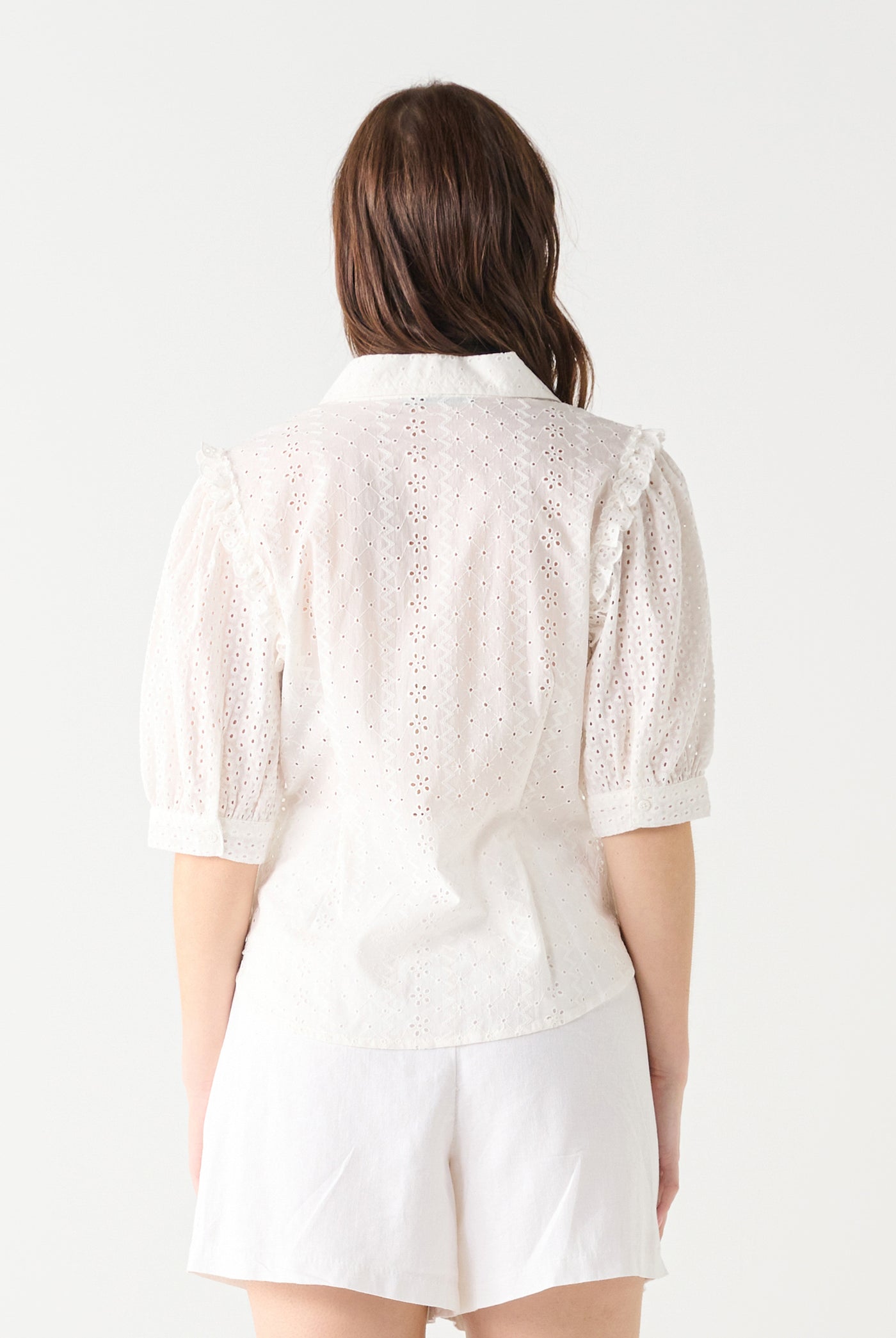 Poppy Eyelet Blouse-Short Sleeves-Vixen Collection, Day Spa and Women's Boutique Located in Seattle, Washington
