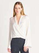 Bell of the Ball Satin Wrap Top-Long Sleeves-Vixen Collection, Day Spa and Women's Boutique Located in Seattle, Washington