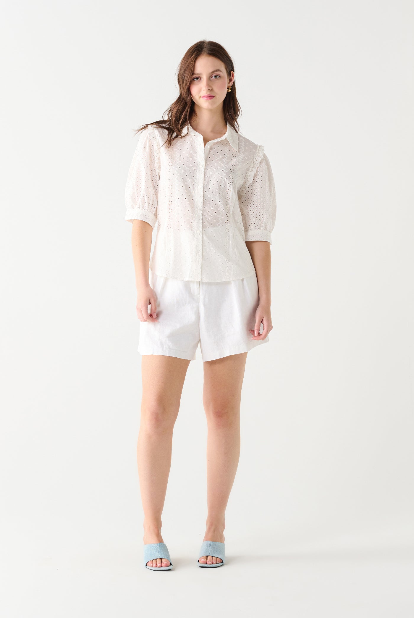 Poppy Eyelet Blouse-Short Sleeves-Vixen Collection, Day Spa and Women's Boutique Located in Seattle, Washington