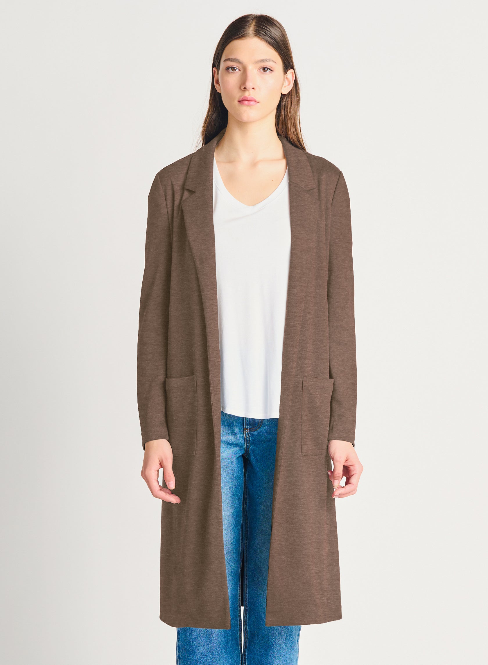 Women's Brown Blazer Cardigan, Vixen Collection