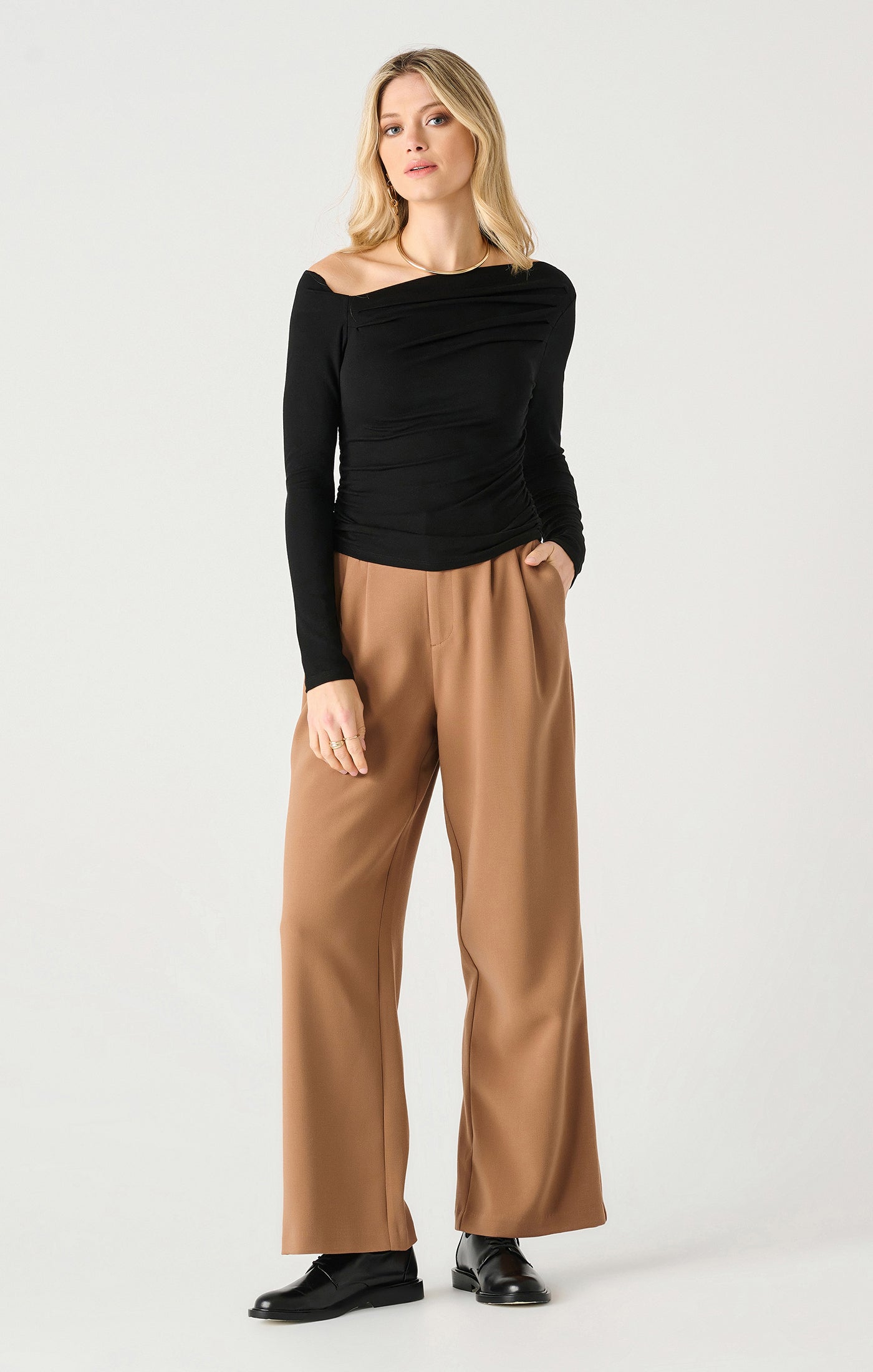 Rita Drape Front Top-Long Sleeves-Vixen Collection, Day Spa and Women's Boutique Located in Seattle, Washington