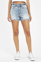 Daze Denim Knockout High-Rise Denim Shorts-Denim-Vixen Collection, Day Spa and Women's Boutique Located in Seattle, Washington