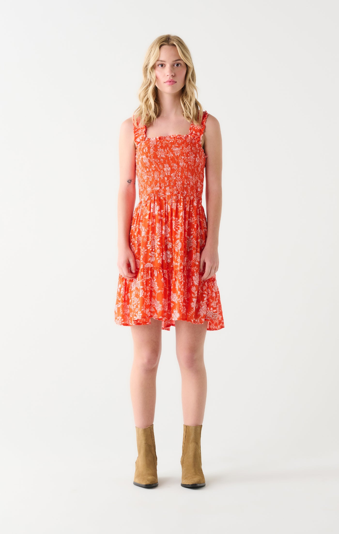 Blossom Smocked Bodice Mini Dress-Dresses-Vixen Collection, Day Spa and Women's Boutique Located in Seattle, Washington