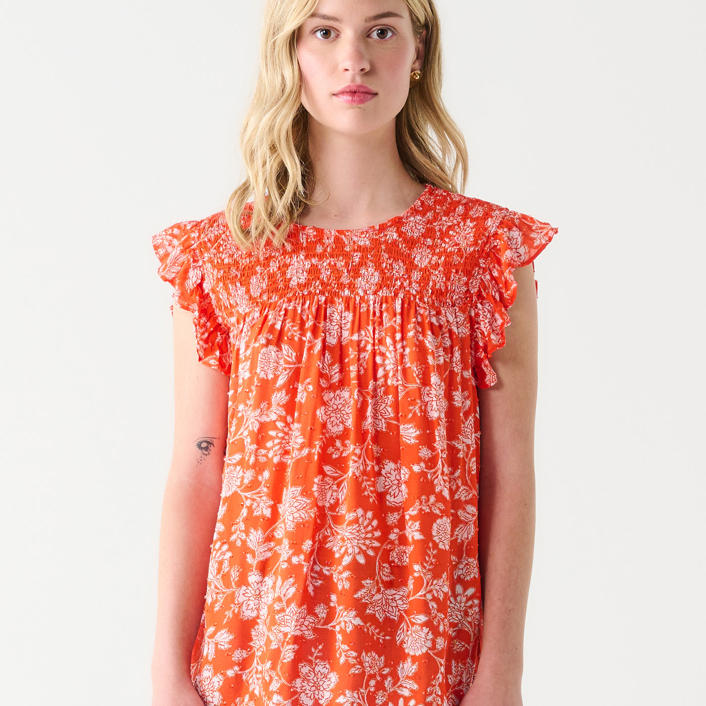 Full Bloom Flutter Sleeve Top-Short Sleeves-Vixen Collection, Day Spa and Women's Boutique Located in Seattle, Washington