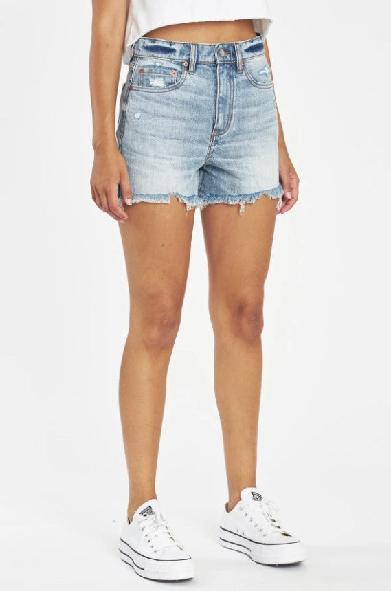 Daze Denim Knockout High-Rise Denim Shorts-Denim-Vixen Collection, Day Spa and Women's Boutique Located in Seattle, Washington