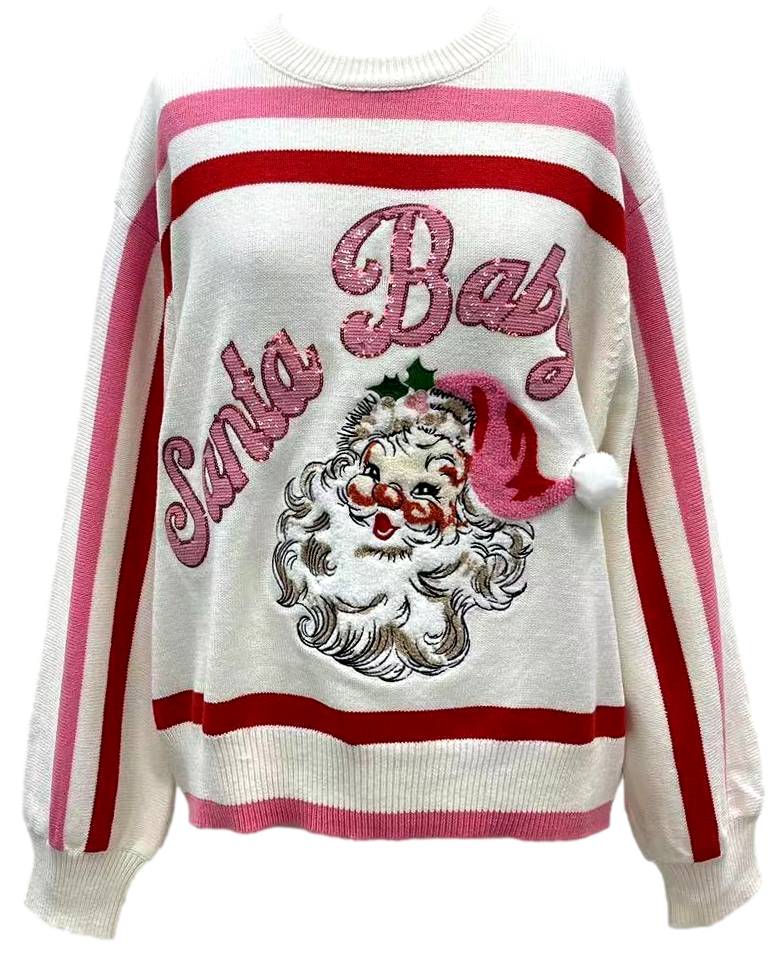 Santa Baby Fuzzy Sweater-Sweaters-Vixen Collection, Day Spa and Women's Boutique Located in Seattle, Washington