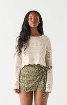 Scallop Crochet Top-Long Sleeves-Vixen Collection, Day Spa and Women's Boutique Located in Seattle, Washington
