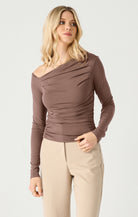 Rita Drape Front Top-Long Sleeves-Vixen Collection, Day Spa and Women's Boutique Located in Seattle, Washington