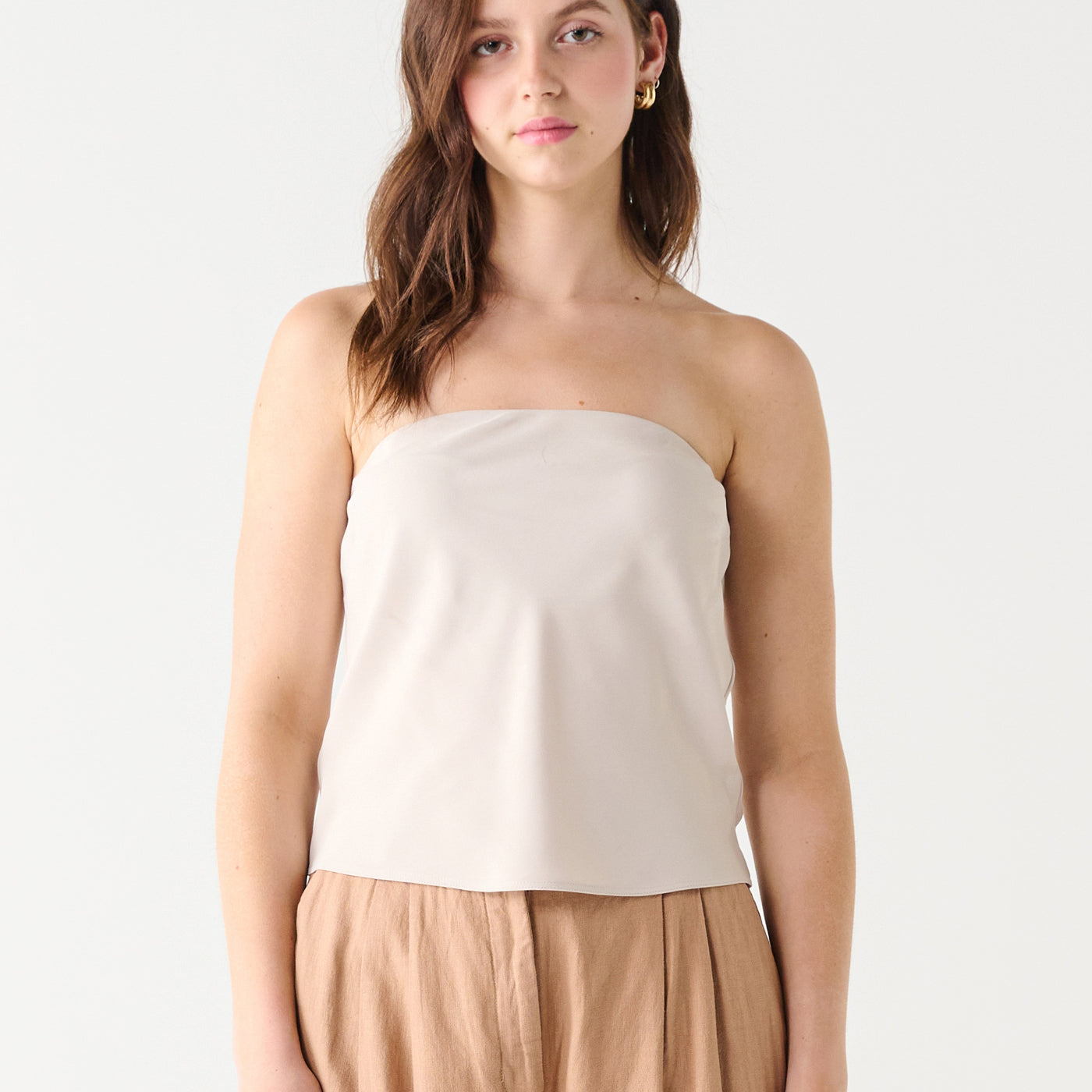 Juno Strapless Satin Tank-Short Sleeves-Vixen Collection, Day Spa and Women's Boutique Located in Seattle, Washington