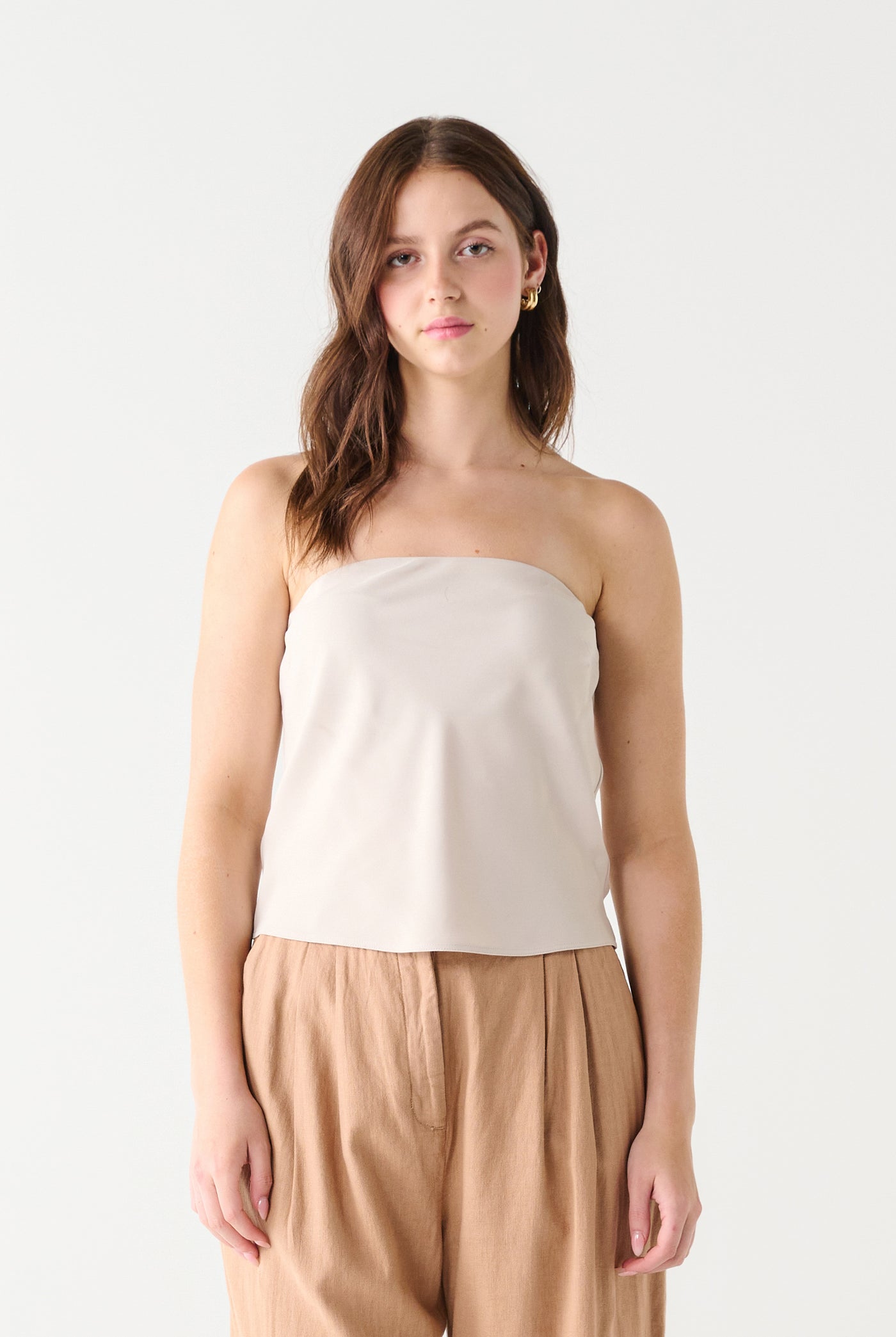 Juno Strapless Satin Tank-Short Sleeves-Vixen Collection, Day Spa and Women's Boutique Located in Seattle, Washington