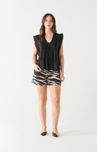 Raina Lace Blouse-Short Sleeves-Vixen Collection, Day Spa and Women's Boutique Located in Seattle, Washington