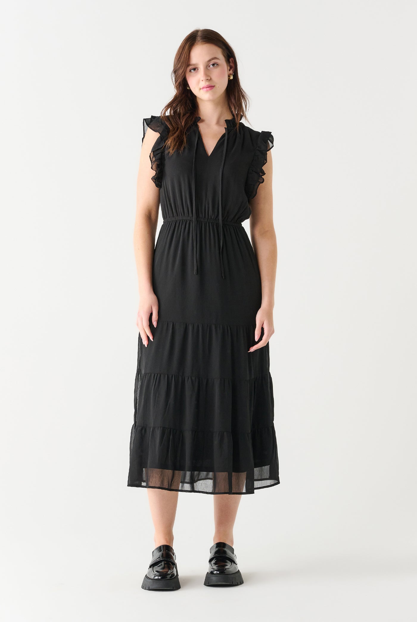 Nightfall Ruffled Sleeved Maxi Dress-Dresses-Vixen Collection, Day Spa and Women's Boutique Located in Seattle, Washington