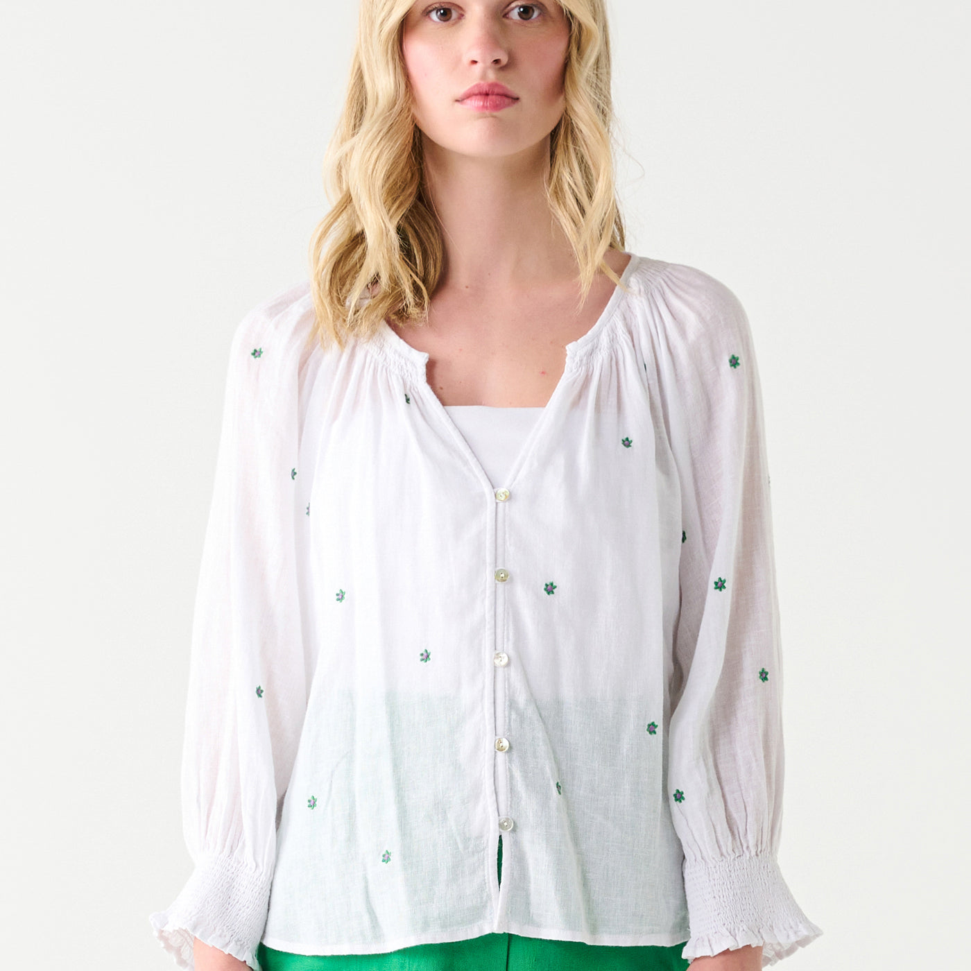 Laci Embroidered Blouse-Long Sleeves-Vixen Collection, Day Spa and Women's Boutique Located in Seattle, Washington