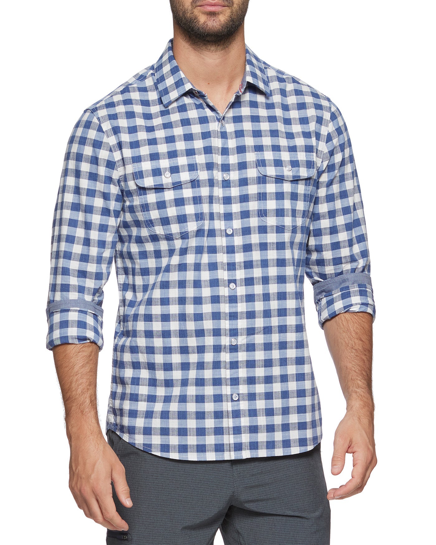 Harbuck Slub Gingham Shirt-Men's Tops-Vixen Collection, Day Spa and Women's Boutique Located in Seattle, Washington