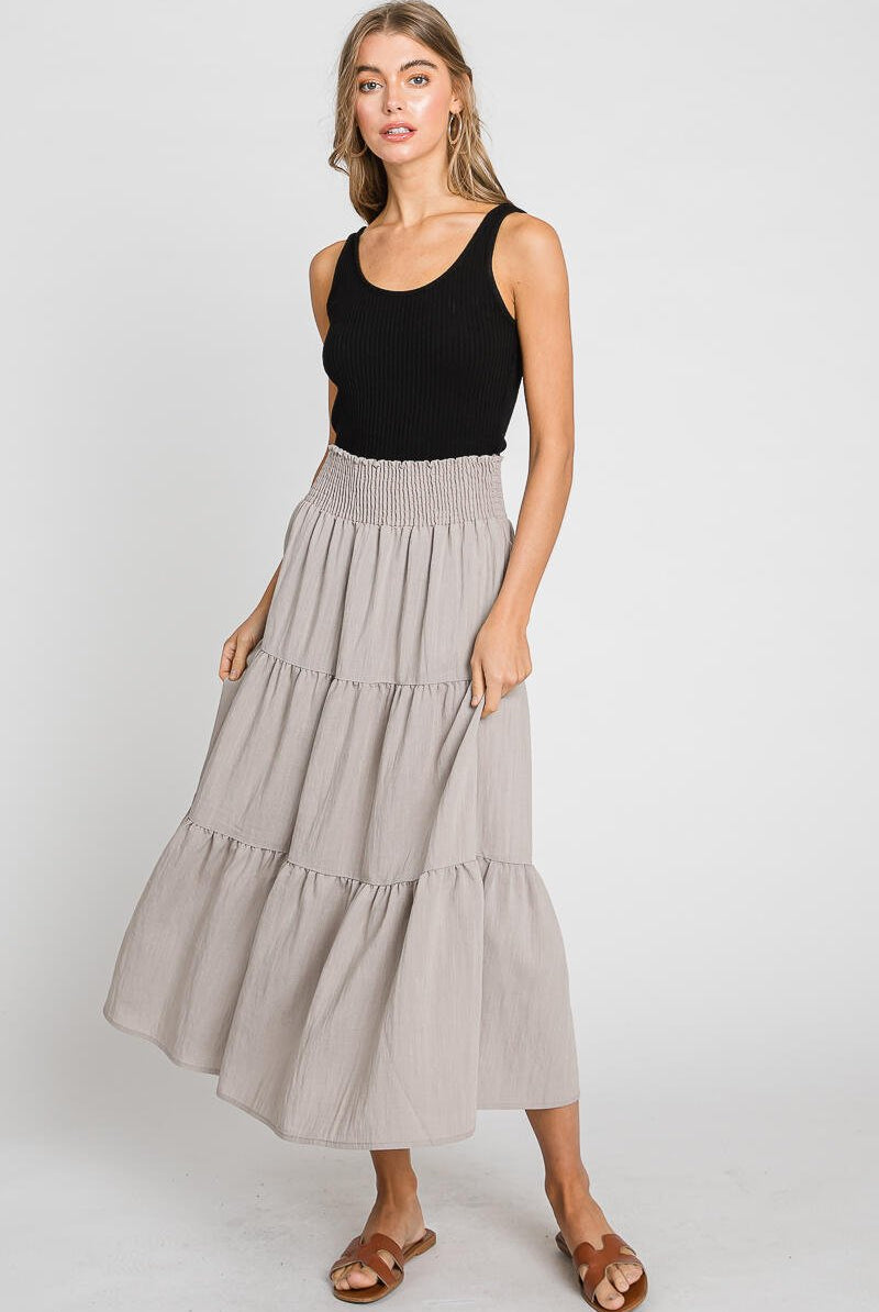 Ava Three Tiererd Skirt-Skirts-Vixen Collection, Day Spa and Women's Boutique Located in Seattle, Washington