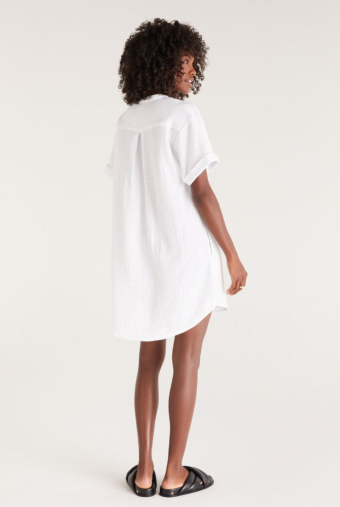 Talia White Gauze Mini Dress-Dresses-Vixen Collection, Day Spa and Women's Boutique Located in Seattle, Washington