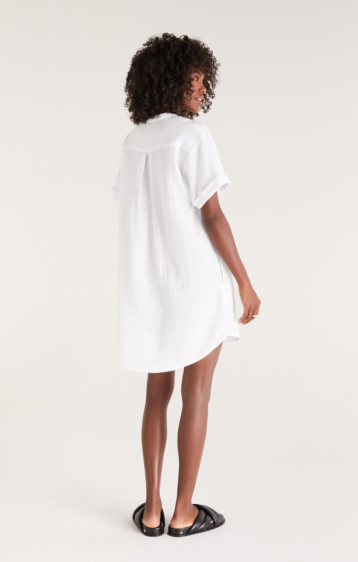 Talia White Gauze Mini Dress-Dresses-Vixen Collection, Day Spa and Women's Boutique Located in Seattle, Washington