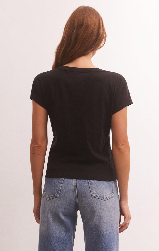 Modern V-Neck Tee, Black-Short Sleeves-Vixen Collection, Day Spa and Women's Boutique Located in Seattle, Washington