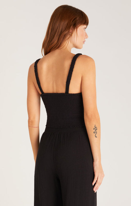 Cambria Gauze Top, Black-Tank Tops-Vixen Collection, Day Spa and Women's Boutique Located in Seattle, Washington