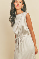 Your Grace Satin Column Dress, Champagne-Dresses-Vixen Collection, Day Spa and Women's Boutique Located in Seattle, Washington