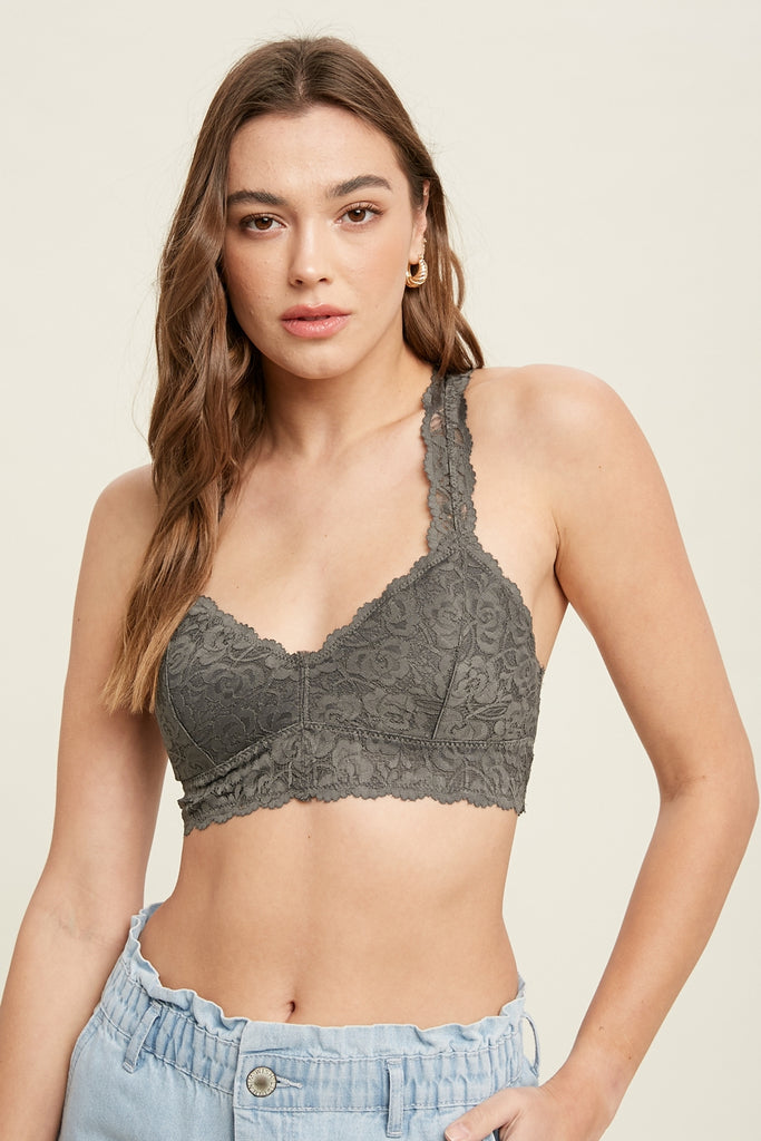 Racerback Scalloped Lace Bralette-Loungewear Tops-Vixen Collection, Day Spa and Women's Boutique Located in Seattle, Washington