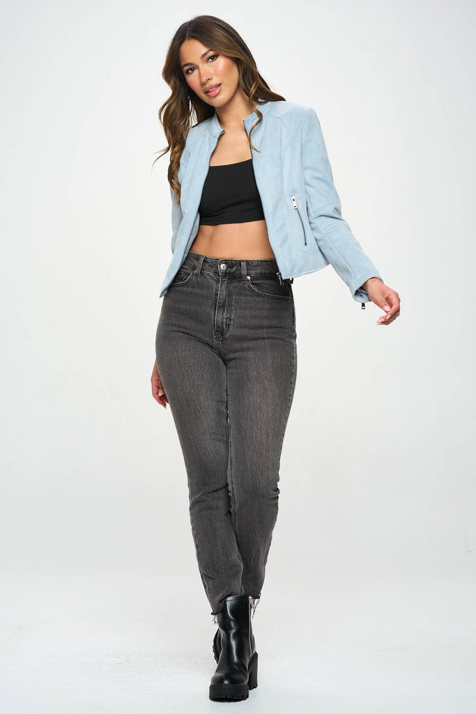 Pacific Blue Suede Jacket-Outerwear-Vixen Collection, Day Spa and Women's Boutique Located in Seattle, Washington