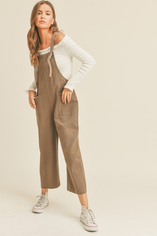 Boho Vibes Cotton Jumpsuit, Olive Brown-Jumpsuits-Vixen Collection, Day Spa and Women's Boutique Located in Seattle, Washington