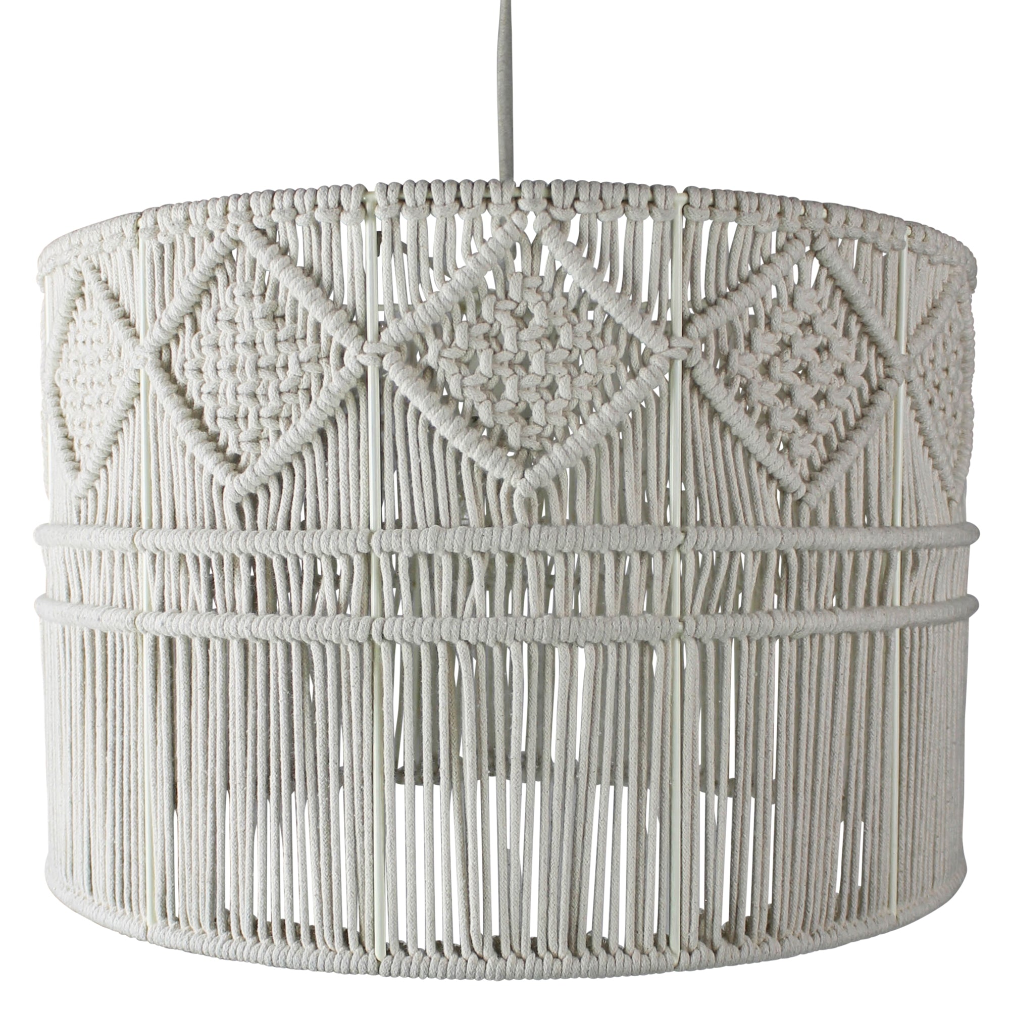 Macrame Pendant - Wide Drum-Lamps-Vixen Collection, Day Spa and Women's Boutique Located in Seattle, Washington