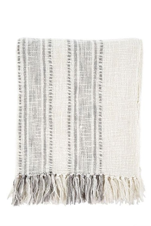 Piper Cotton Throw, White-Throw Blankets-Vixen Collection, Day Spa and Women's Boutique Located in Seattle, Washington