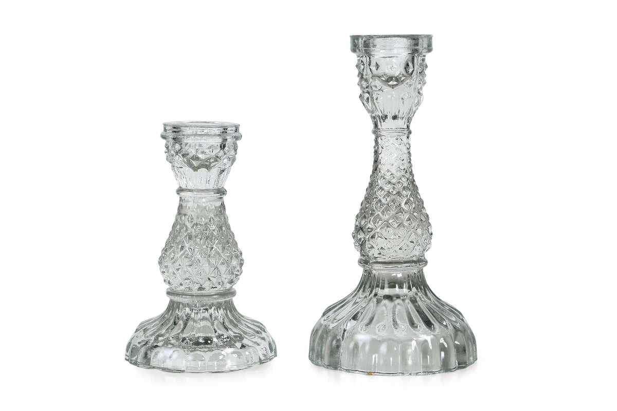 Vintage Glass Candle Stick Holder-Home Decor-Vixen Collection, Day Spa and Women's Boutique Located in Seattle, Washington