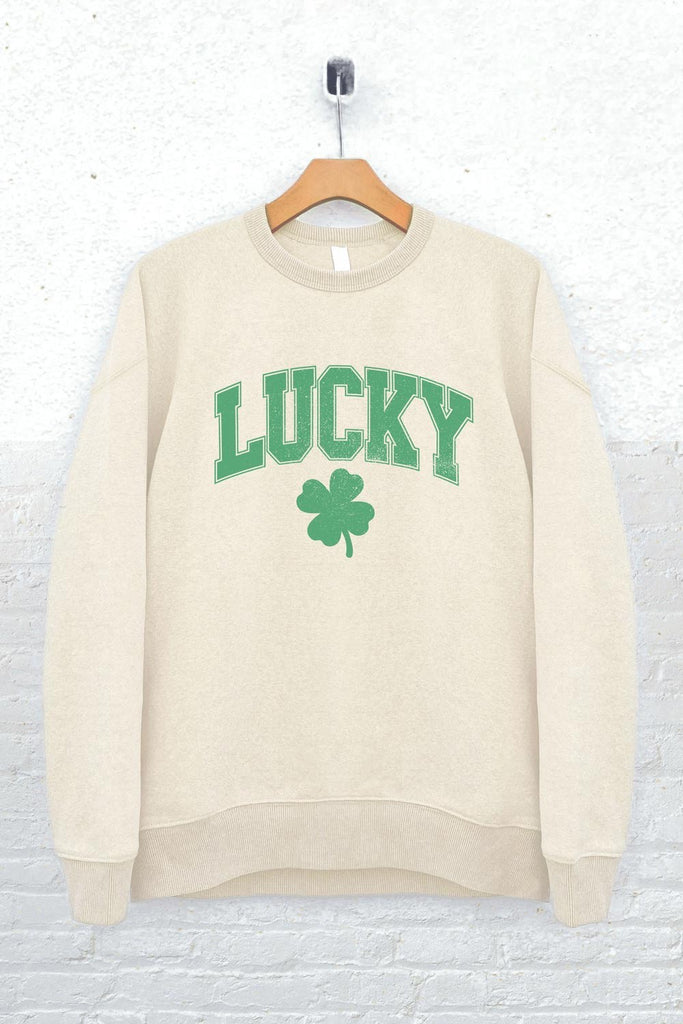 Lucky Saint Patricks Day Clover Graphic Sweatshirts-Sweaters-Vixen Collection, Day Spa and Women's Boutique Located in Seattle, Washington