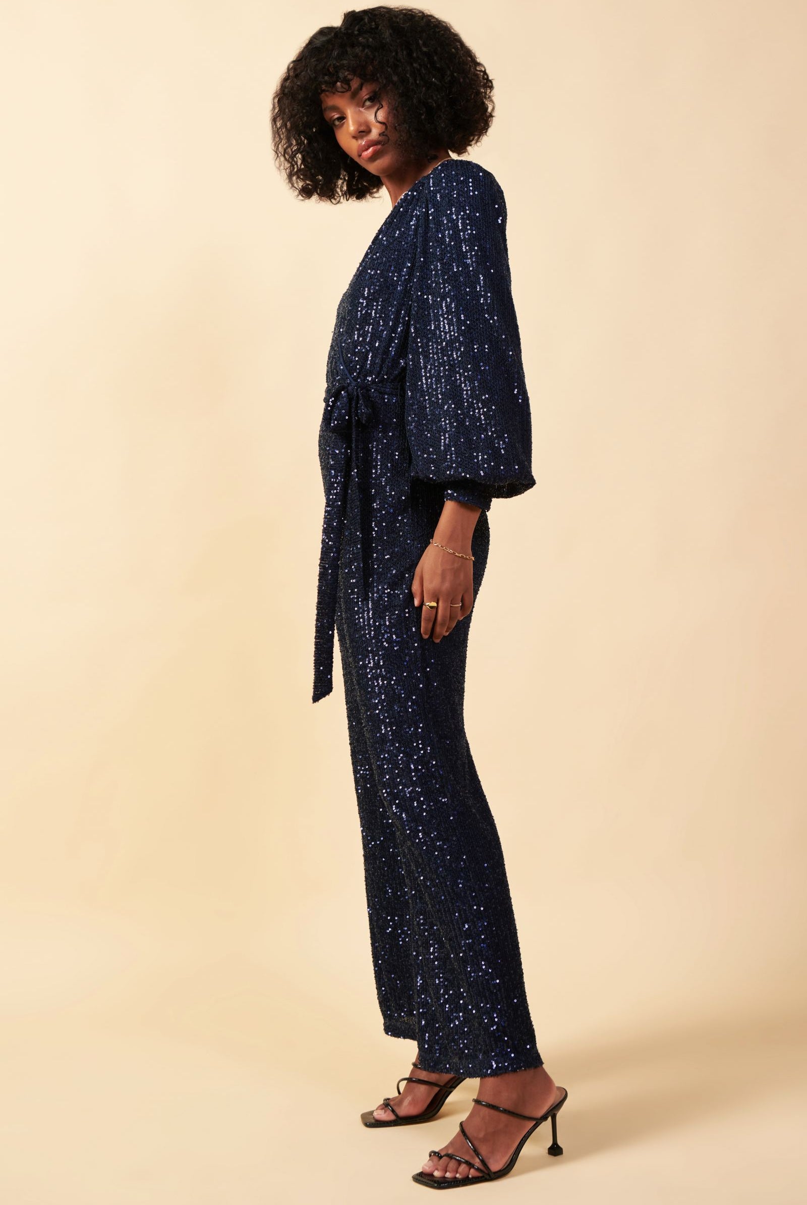 Sequin Wrap Jumpsuit-Jumpsuits-Vixen Collection, Day Spa and Women's Boutique Located in Seattle, Washington