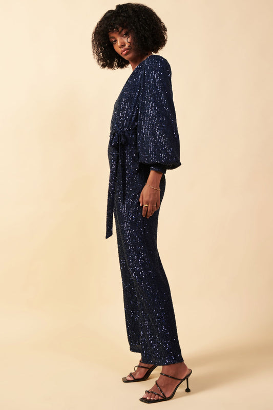 Sequin Wrap Jumpsuit-Jumpsuits-Vixen Collection, Day Spa and Women's Boutique Located in Seattle, Washington