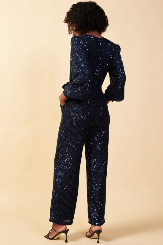 Sequin Wrap Jumpsuit-Jumpsuits-Vixen Collection, Day Spa and Women's Boutique Located in Seattle, Washington
