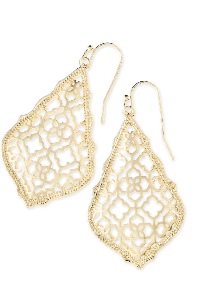 Addie Drop Earrings in Gold Filigree Mix-Earrings-Vixen Collection, Day Spa and Women's Boutique Located in Seattle, Washington