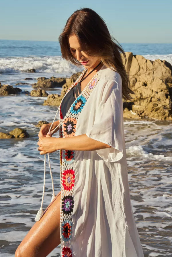 Noni Crochet Long Cardigan-Cardigans-Vixen Collection, Day Spa and Women's Boutique Located in Seattle, Washington
