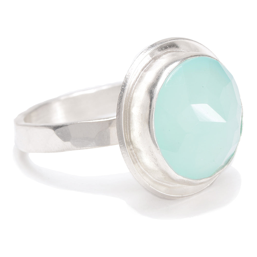 Aqua Blue Chalcedony Round Ring-Rings-Vixen Collection, Day Spa and Women's Boutique Located in Seattle, Washington