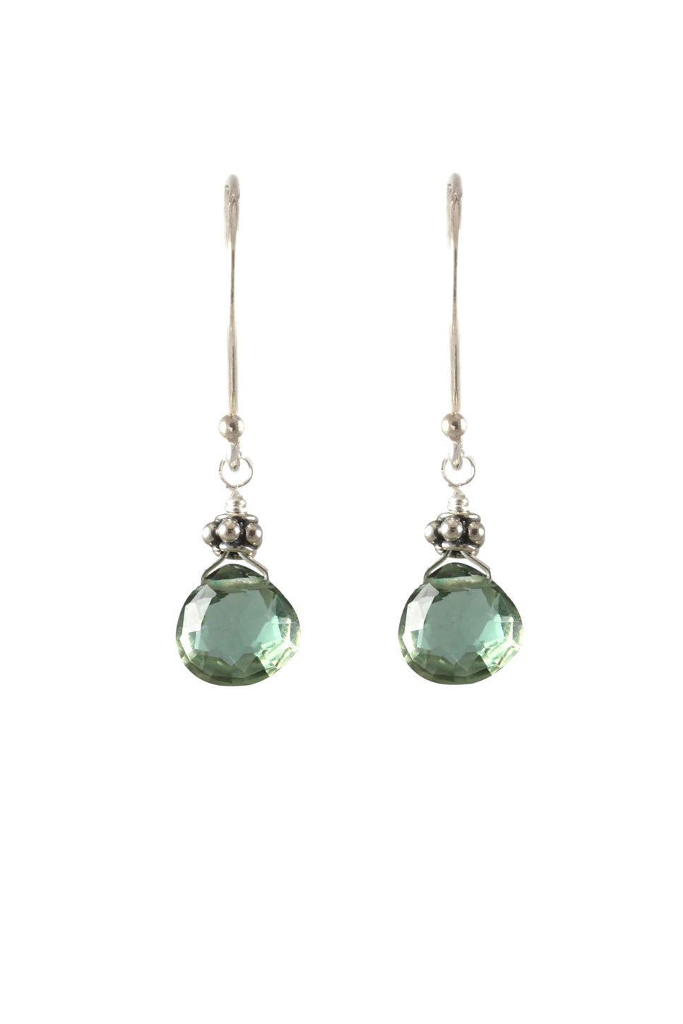 Tiny Silver Earrings, Green Quartz-Earrings-Vixen Collection, Day Spa and Women's Boutique Located in Seattle, Washington