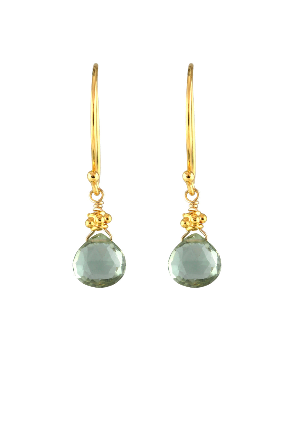 Tiny Gold Earrings, Green Quartz-Earrings-Vixen Collection, Day Spa and Women's Boutique Located in Seattle, Washington
