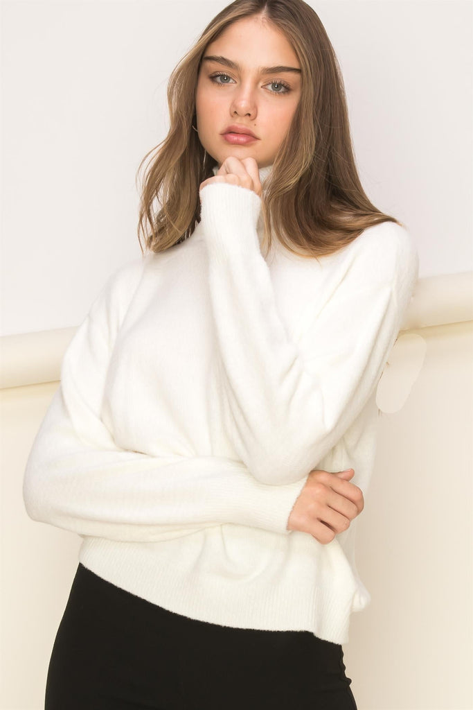 Too Dreamy High Neck Sweater, Whip Cream-Sweaters-Vixen Collection, Day Spa and Women's Boutique Located in Seattle, Washington